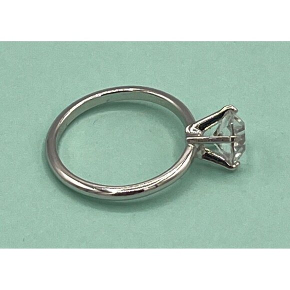 Vintage Uncas Silver Tone Solitaire CZ/Crystal Ring Size 6 1/2 - Picture 5 of 6